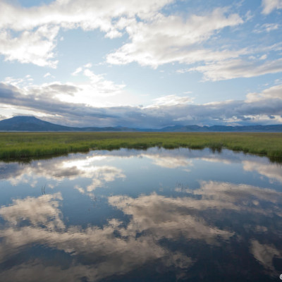 Clouds reflecting on Sierra Valley Wetlands