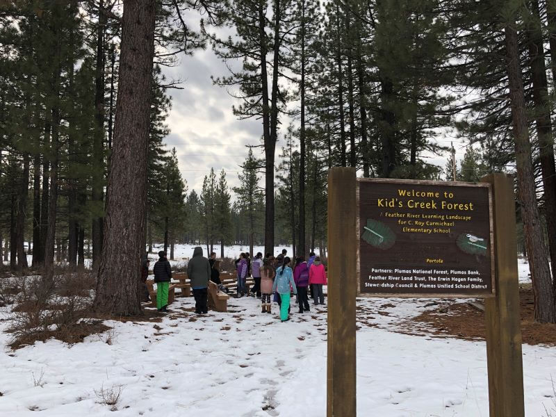 Local students in the snow in Portola for outdoor education
