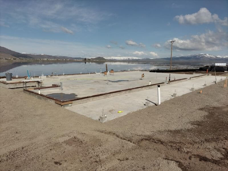Set concrete slab in front of Sierra Valley Wetlands