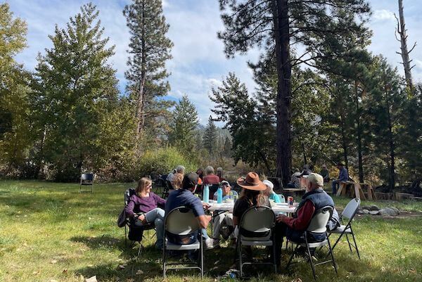 Enjoying lunch after field tours at the Heart K Fall Field Day